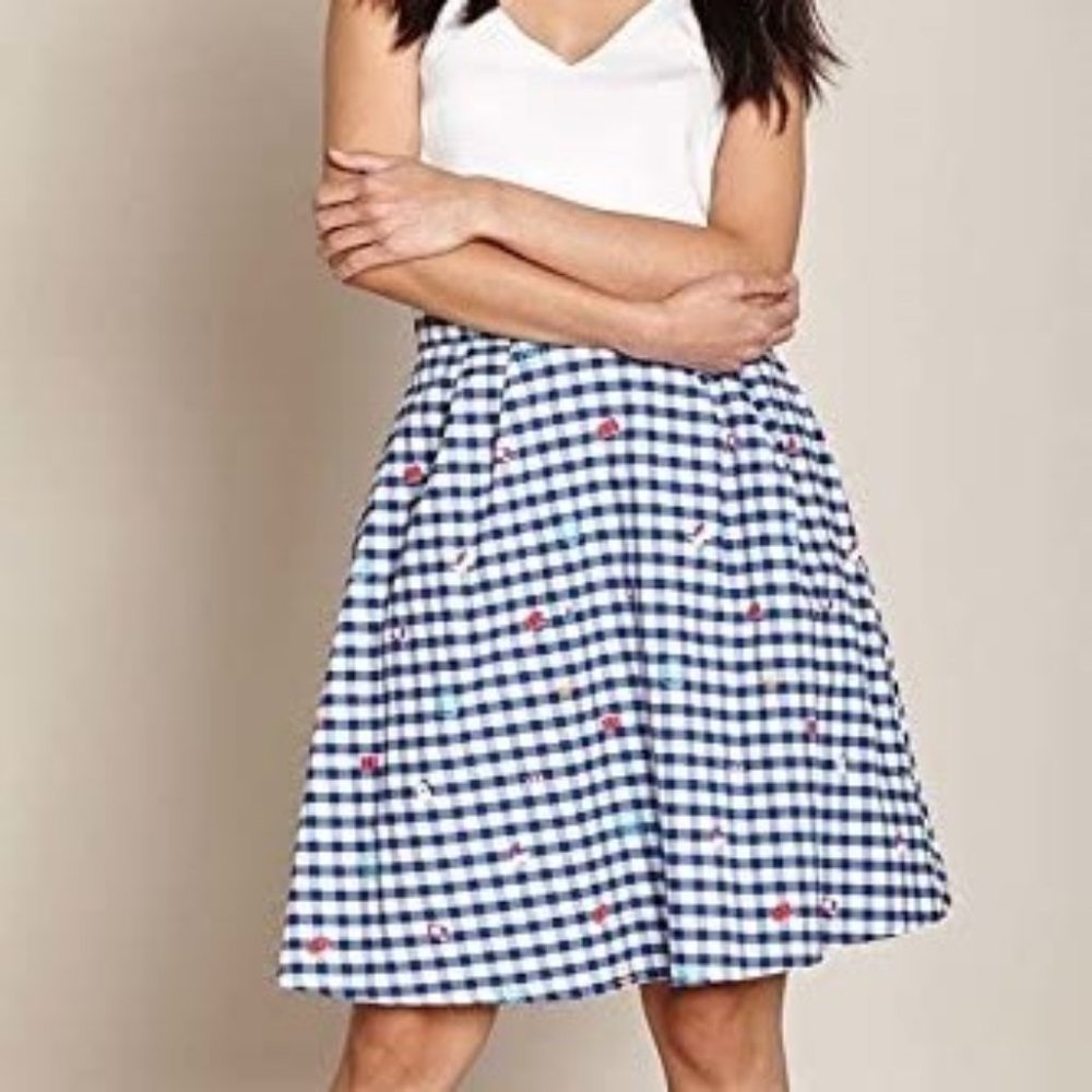 Yumi Travel Novelty Gingham Skater Skirt - Picture 5 of 16